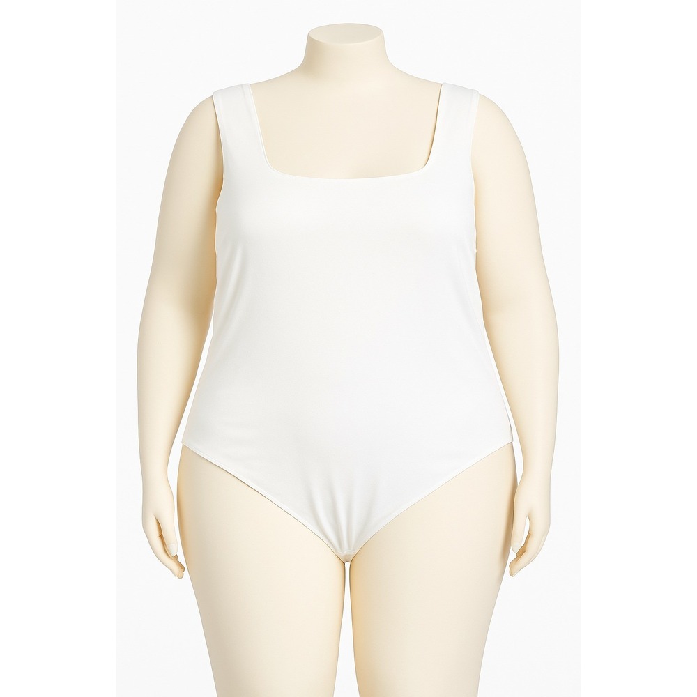Bar III Goo Goo Bodysuit Plus Size Ivory Sleeveless Size 3X Tank Button *FLAW*